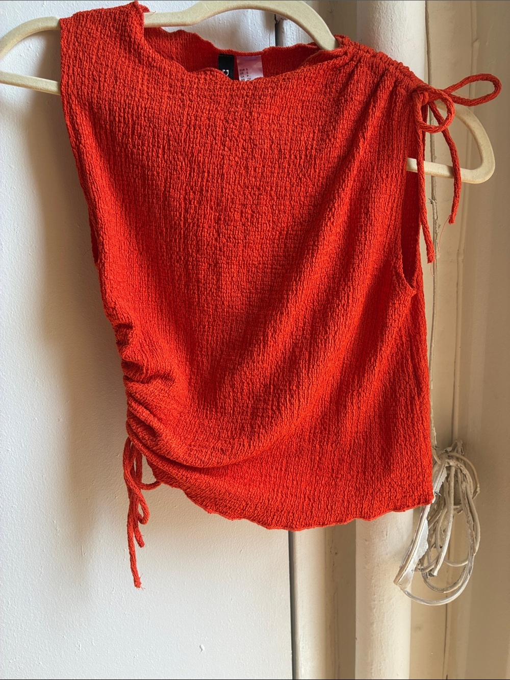 H&M Orange Textured Side-Tie/Asymmetrical Women’s Shirt